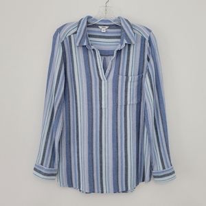 Sonoma Gauzy Striped Tunic Top Women's Medium- Beach Vacation